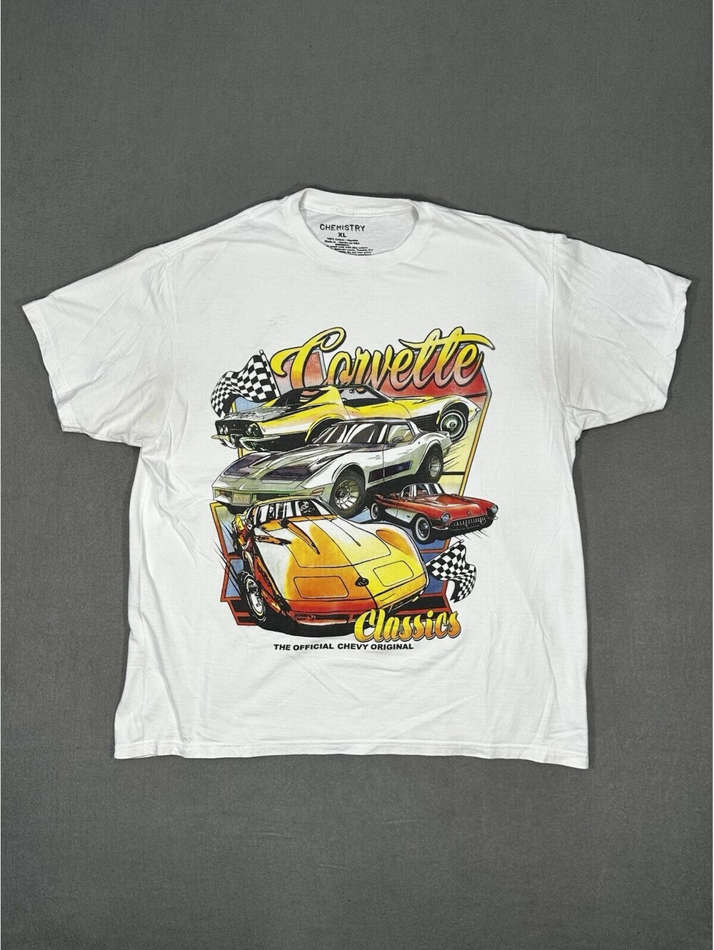 Corvette Classics T Shirt XL White Chevy Official Graphic Made in USA